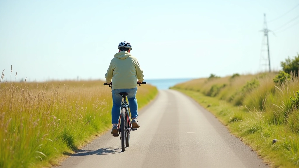 Jūrmalas pludmales tuvumā esošs labi uzturēts velo celiņš ar pļavām abās pusēs